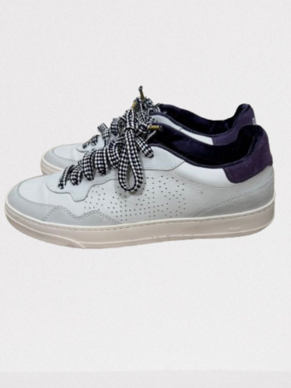P448 Women Italian Low Top Sneakers White Purple Velvet Size EU 41 / US 10.5